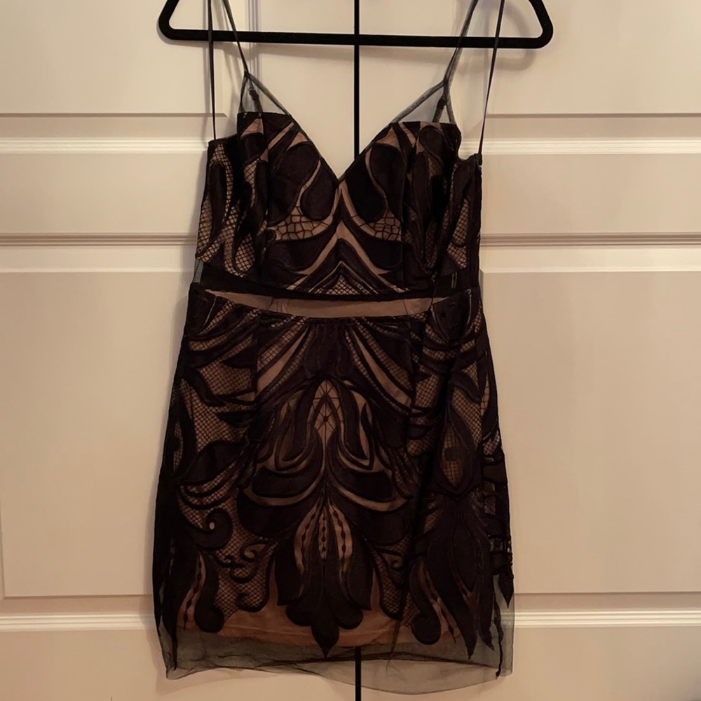 A. Peach Lace Cocktail Dress